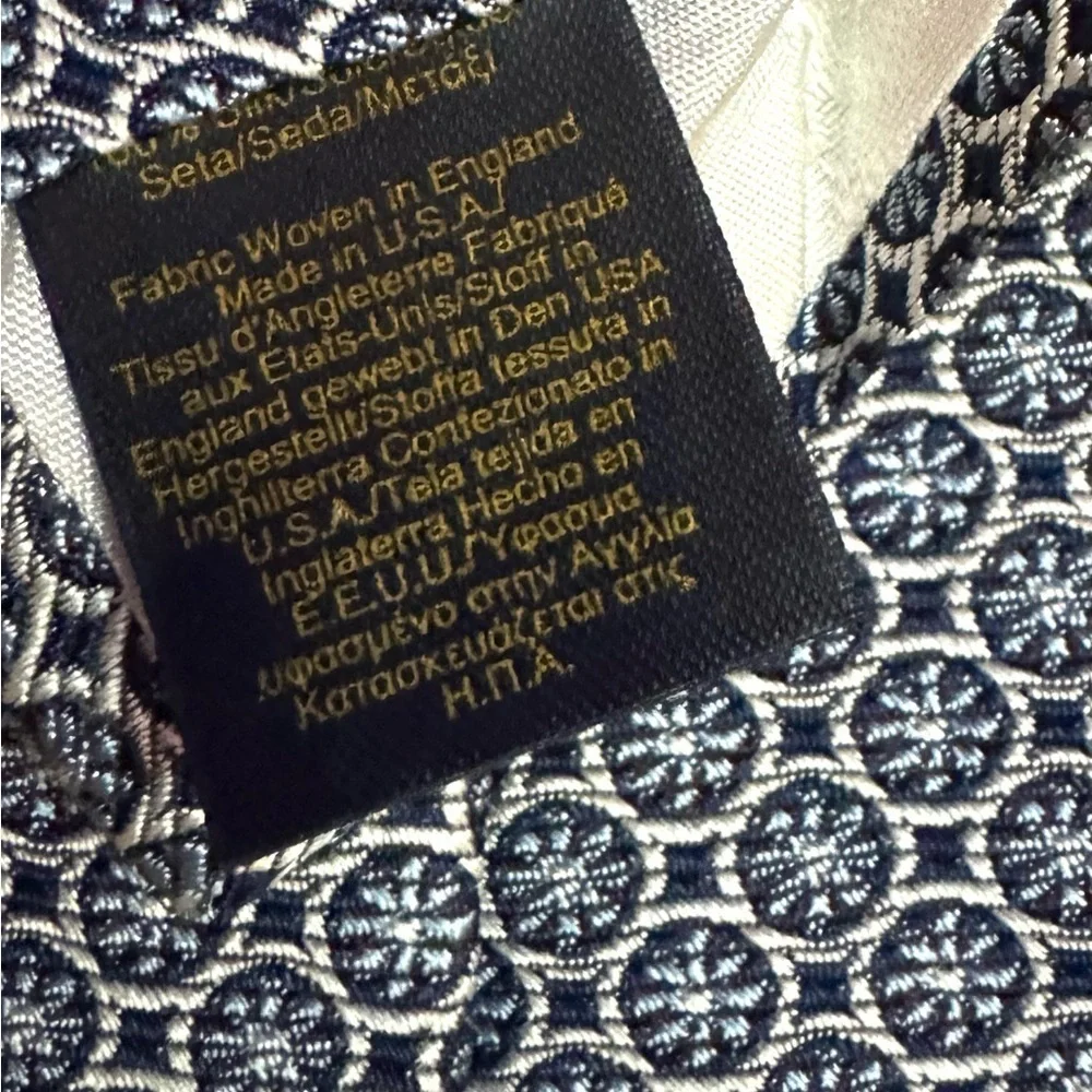BROOKS BROTHERS Makers and Merchants Blue Silk Geometric Tie